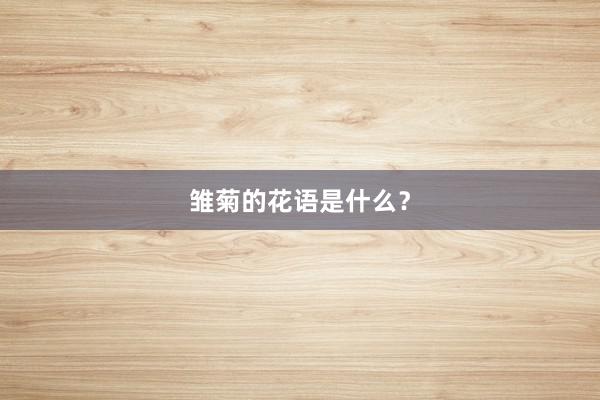 雏菊的花语是什么？